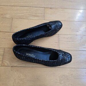 VANELi | whimsygoth metallic black square toe ballet flats | KIDS 4.5